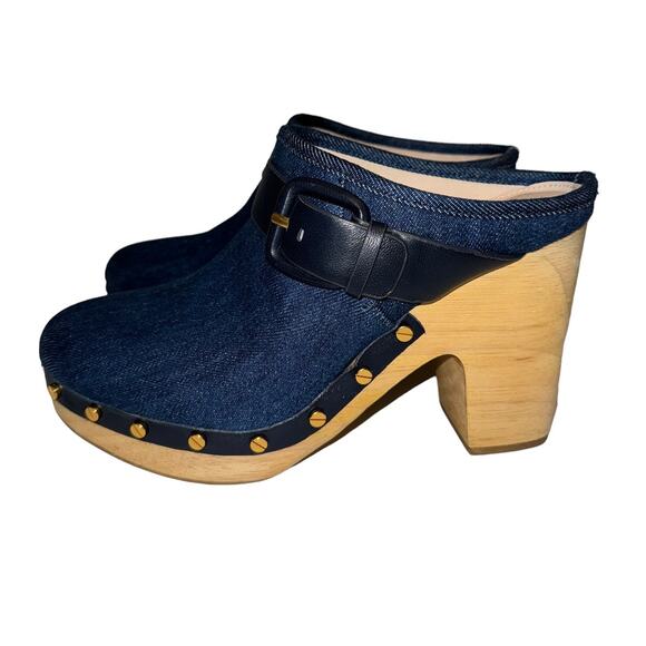 Brand New Veronica Beard Dacey Blue Denim Clogs Mule Size 9 - Picture 4 of 12